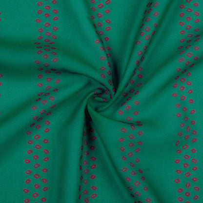 Sacremento Green And Red Stripes Pattern Digital Print Georgette Fabric