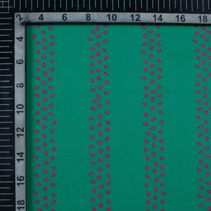 Sacremento Green And Red Stripes Pattern Digital Print Georgette Fabric