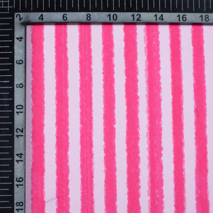Hot Pink And White Stripes Pattern Digital Print Georgette Fabric