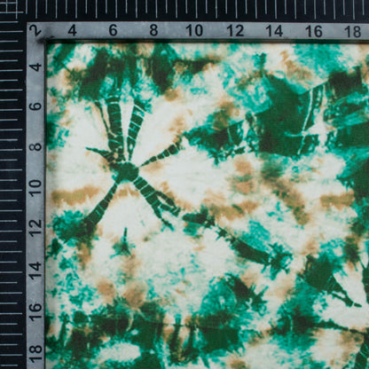 Kaitoke Green And Brown Shiiborii Pattern Digital Print Georgette Fabric