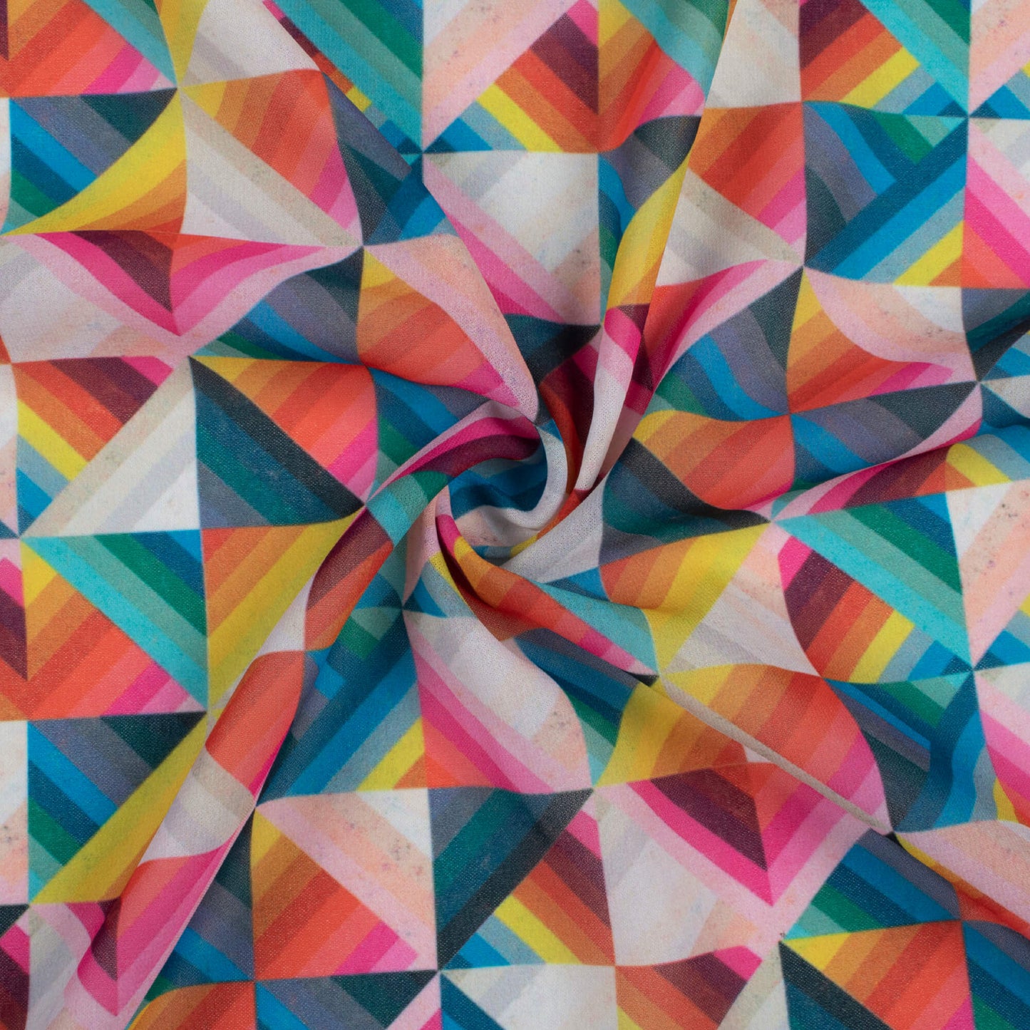 Multi-Color Geometric Pattern Digital Print Georgette Fabric