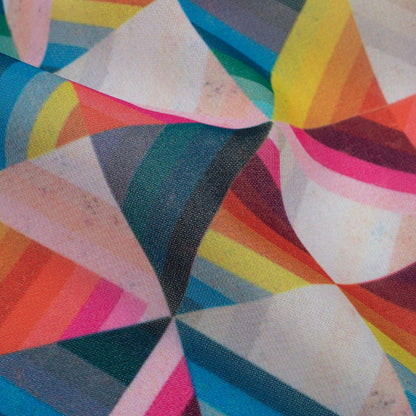 Multi-Color Geometric Pattern Digital Print Georgette Fabric