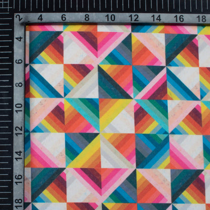 Multi-Color Geometric Pattern Digital Print Georgette Fabric
