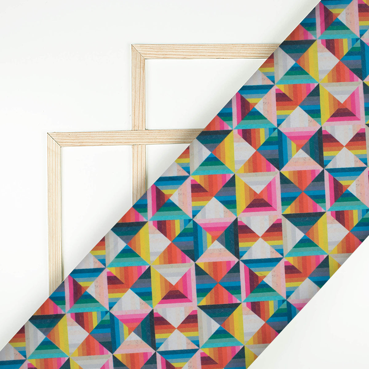 Multi-Color Geometric Pattern Digital Print Georgette Fabric