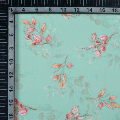 Fountain Blue And Pink Floral Pattern Digital Print Georgette Fabric