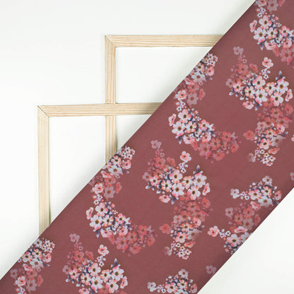 Rosewood Pink And White Floral Pattern Digital Print Georgette Fabric