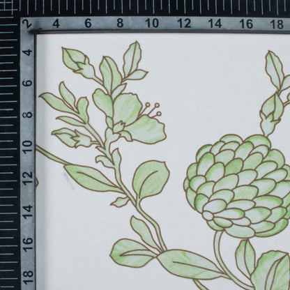 White And Green Floral Pattern Digital Print Georgette Fabric