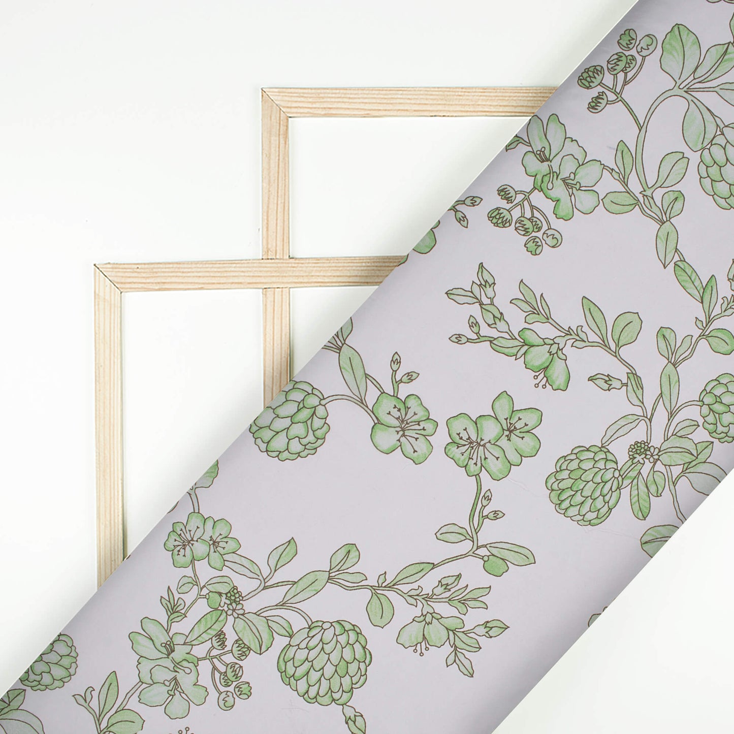 White And Green Floral Pattern Digital Print Georgette Fabric