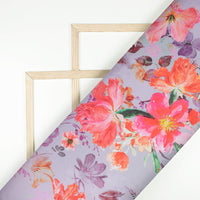 Lavender Purple And Red Floral Pattern Digital Print Georgette Fabric