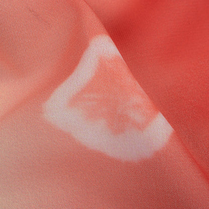 Brick Red And Pale Yellow Ombre Pattern Digital Print Georgette Fabric