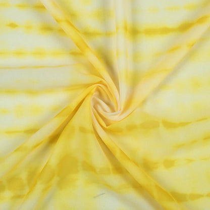 Yellow And White Shiiborii Pattern Digital Print Georgette Fabric