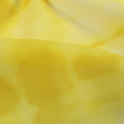 Yellow And White Shiiborii Pattern Digital Print Georgette Fabric