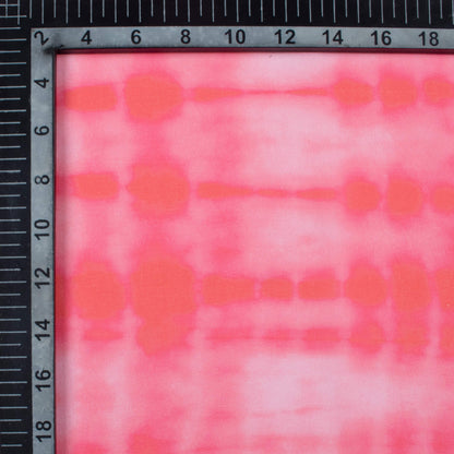 Punch Pink And White Shiiborii Pattern Digital Print Georgette Fabric