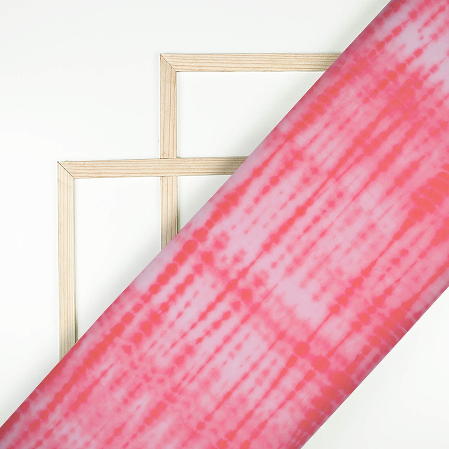 Punch Pink And White Shibori Pattern Digital Print Georgette Fabric