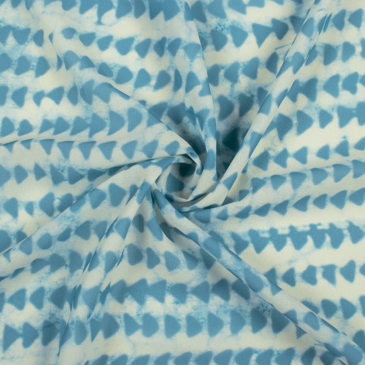 Stone Blue And Oat Beige Geometric Pattern Digital Print Georgette Fabric