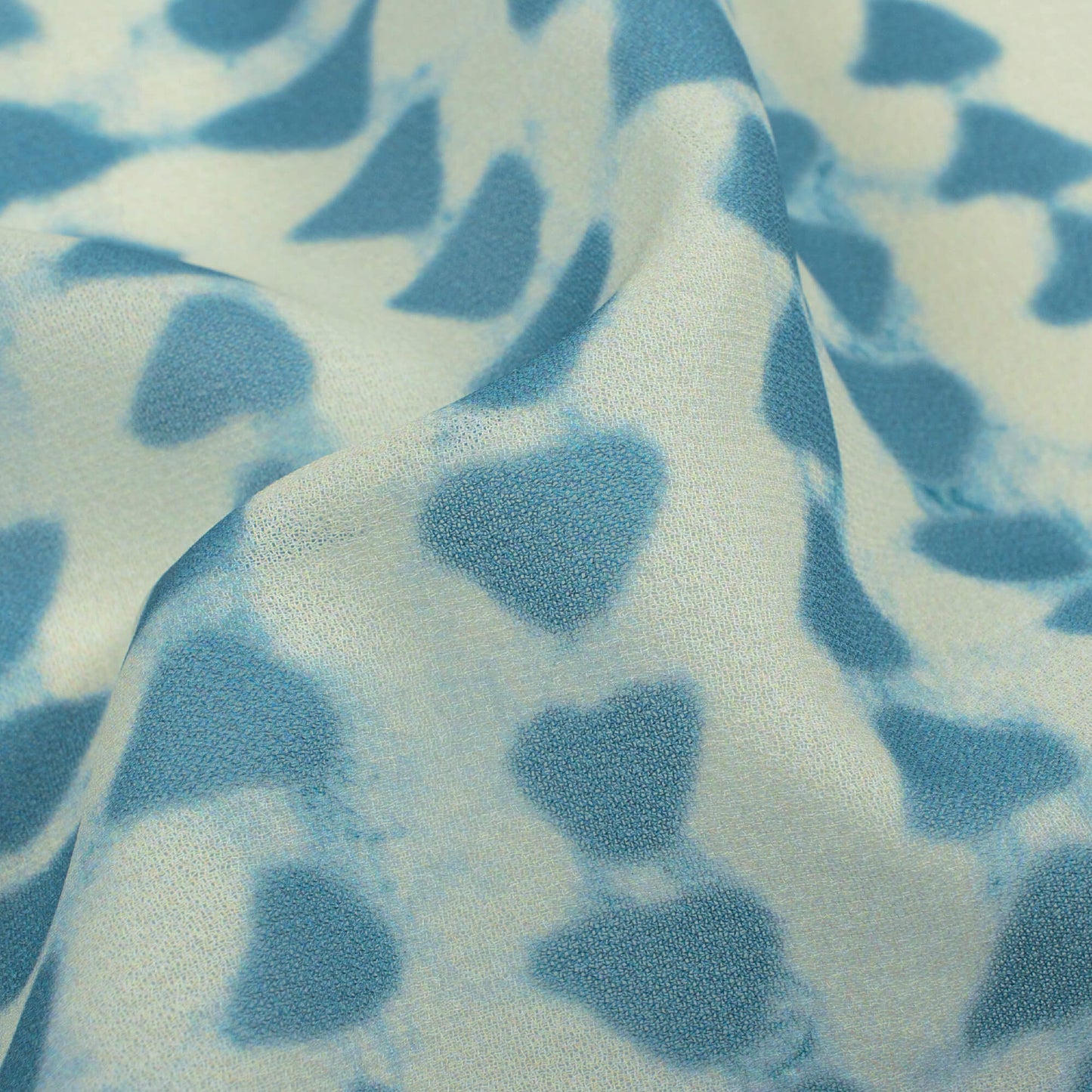 Stone Blue And Oat Beige Geometric Pattern Digital Print Georgette Fabric