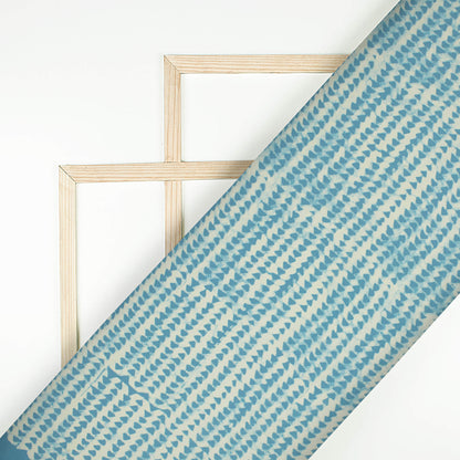 Stone Blue And Oat Beige Geometric Pattern Digital Print Georgette Fabric