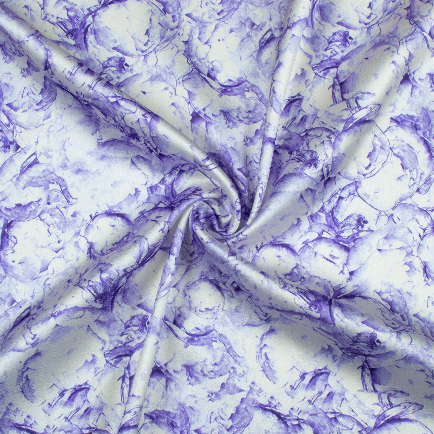 Lavender Purple And White Abstract Pattern Digital Print Japan Satin Fabric