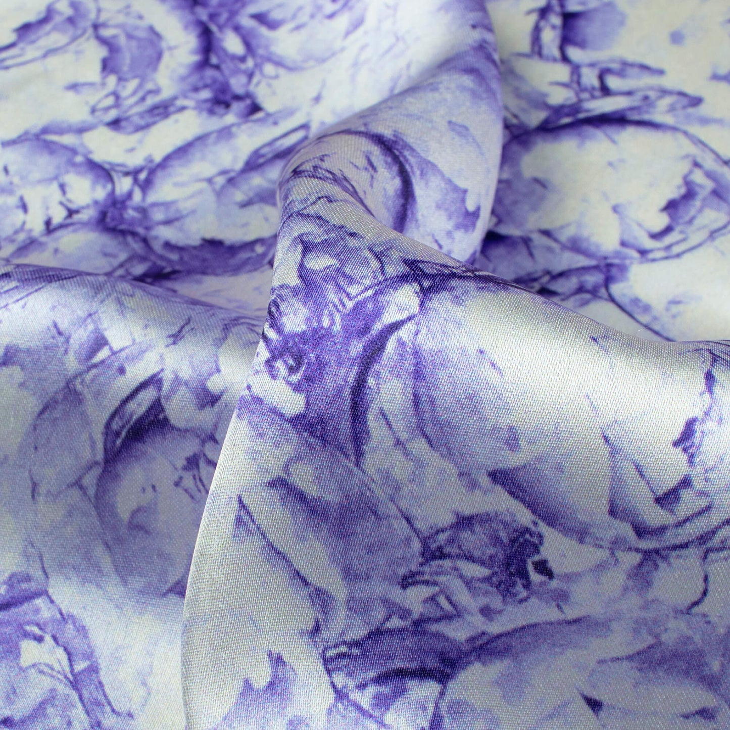 Lavender Purple And White Abstract Pattern Digital Print Japan Satin Fabric