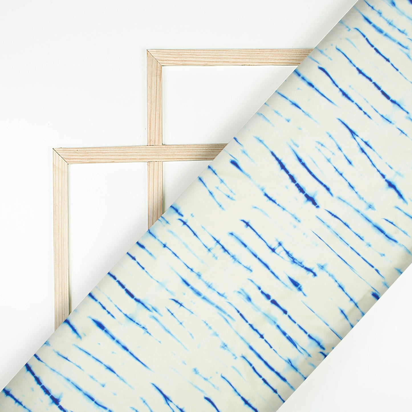 Daisy White And Navy Blue Shibori Pattern Digital Print Japan Satin Fabric