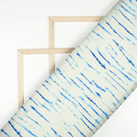 Daisy White And Navy Blue Shiiborii Pattern Digital Print Japan Satin Fabric