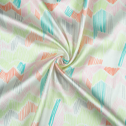 Taffy Pink And Red Chevron Pattern Digital Print Japan Satin Fabric