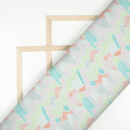 Taffy Pink And Red Chevron Pattern Digital Print Japan Satin Fabric