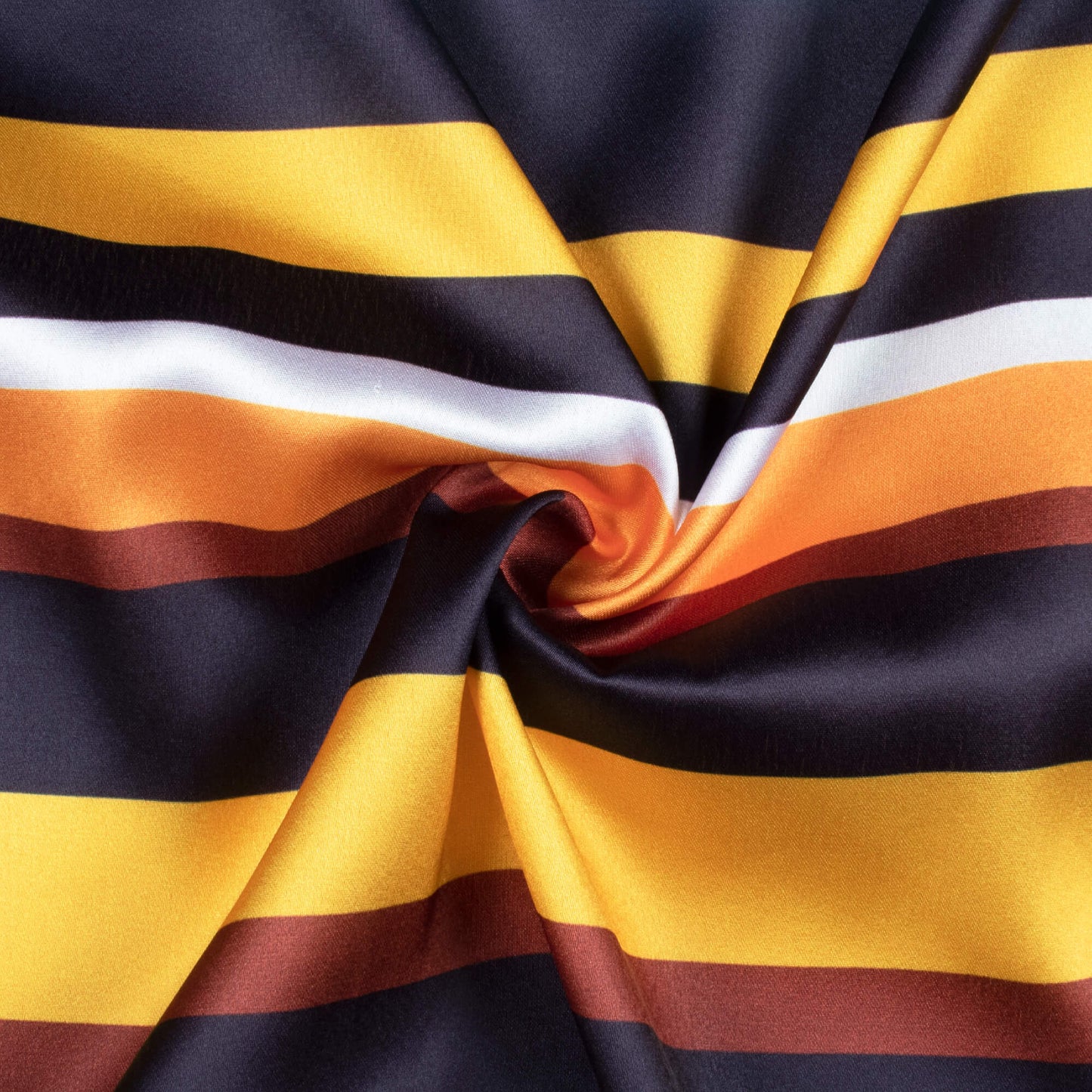 Black And Honey Yellow Stripes Pattern Digital Print Japan Satin Fabric