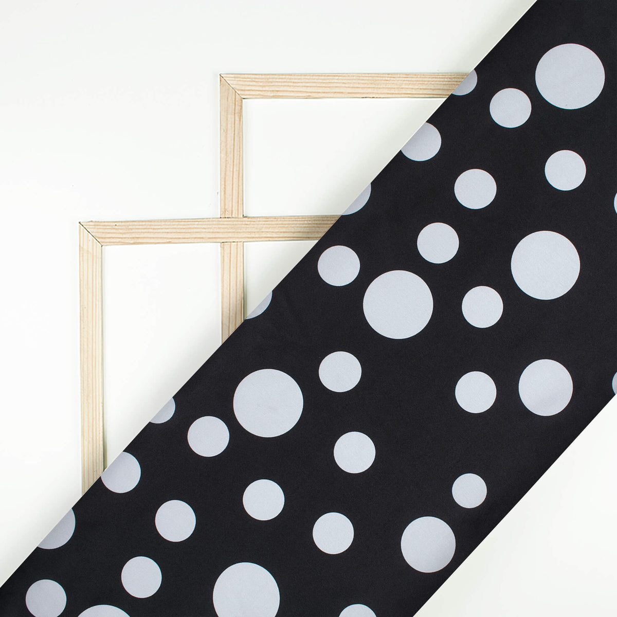 Black And White Polka Dots Pattern Digital Print Japan Satin Fabric