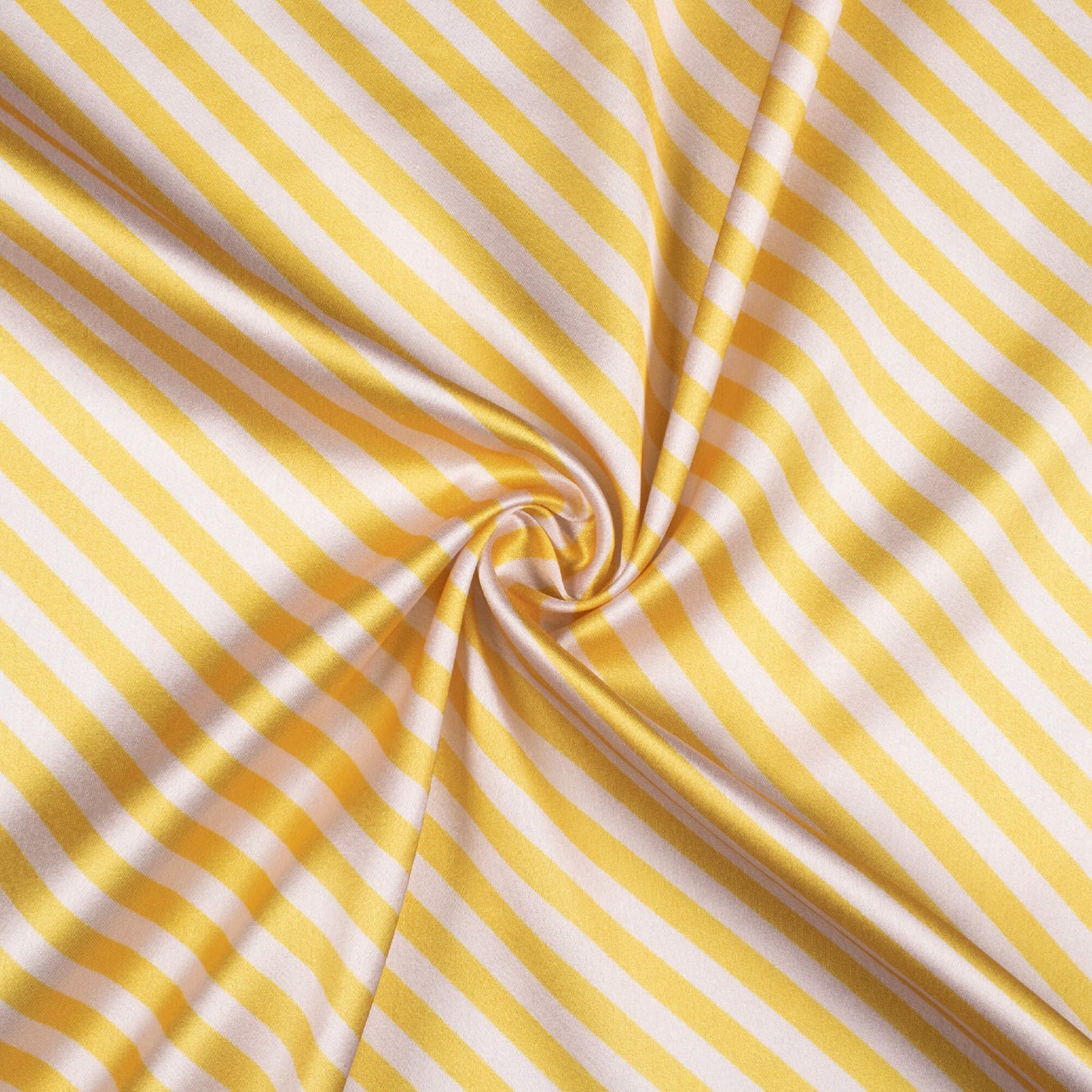 Dijon Yellow And White Stripes Pattern Digital Print Japan Satin Fabric