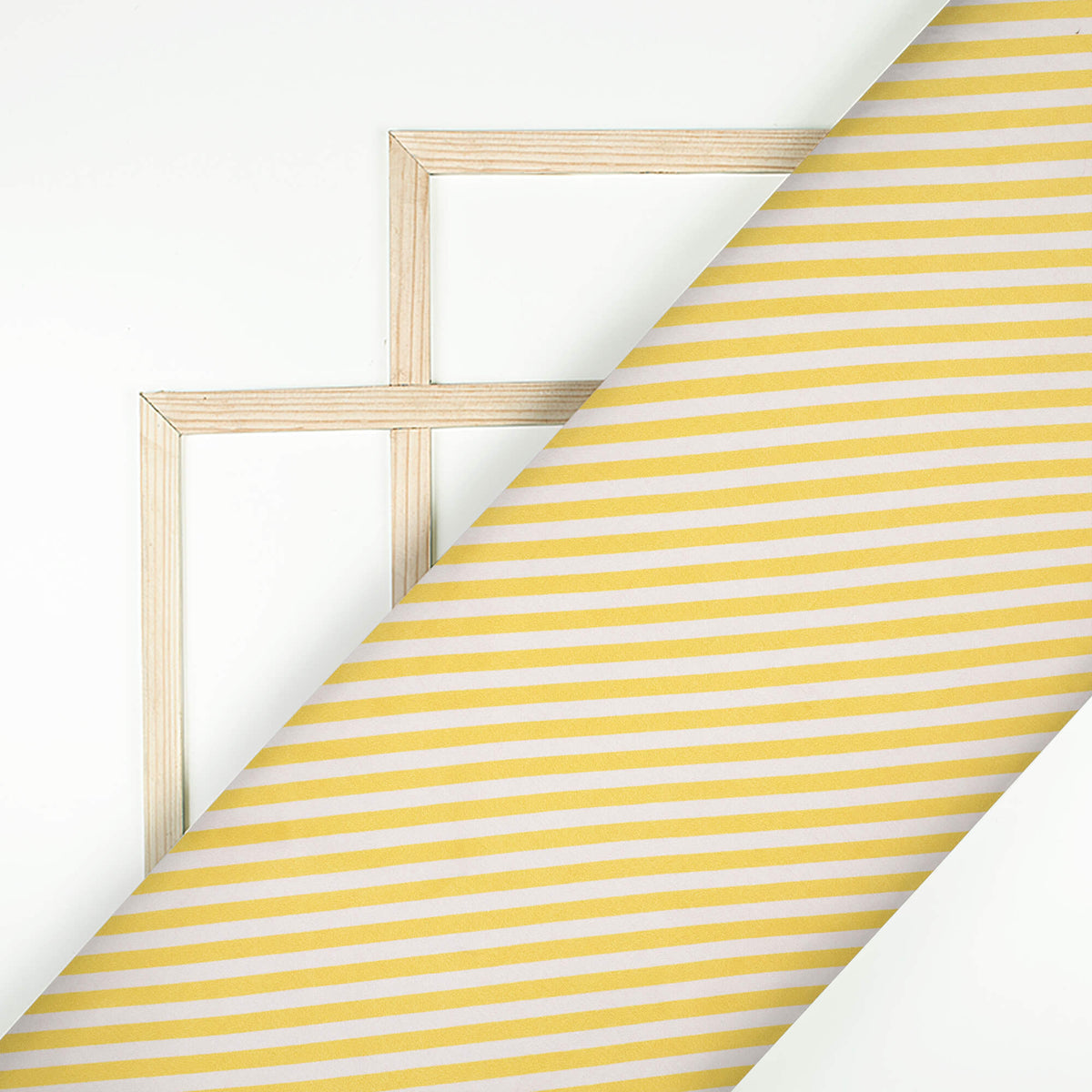 Dijon Yellow And White Stripes Pattern Digital Print Japan Satin Fabric
