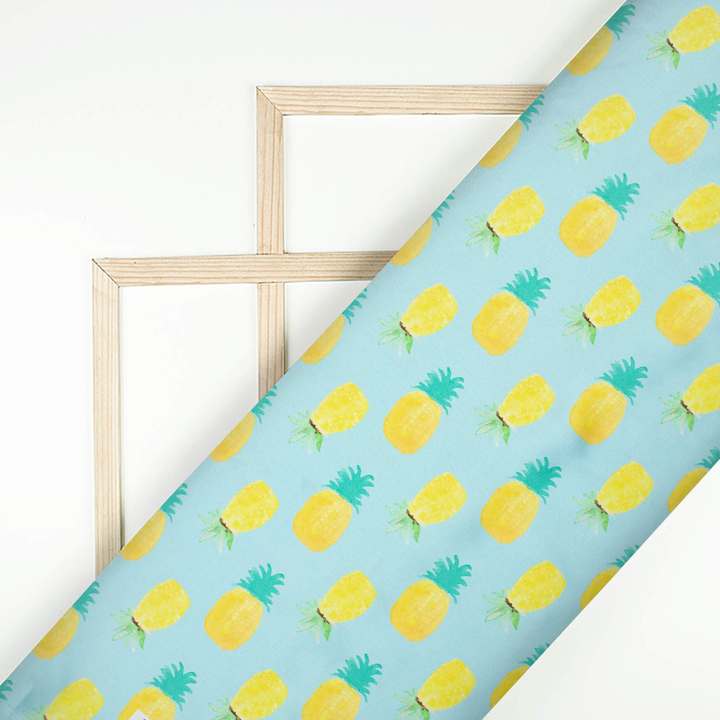 Sky Blue And Bumblebee Yellow Quirky Pattern Digital Print Japan Satin Fabric