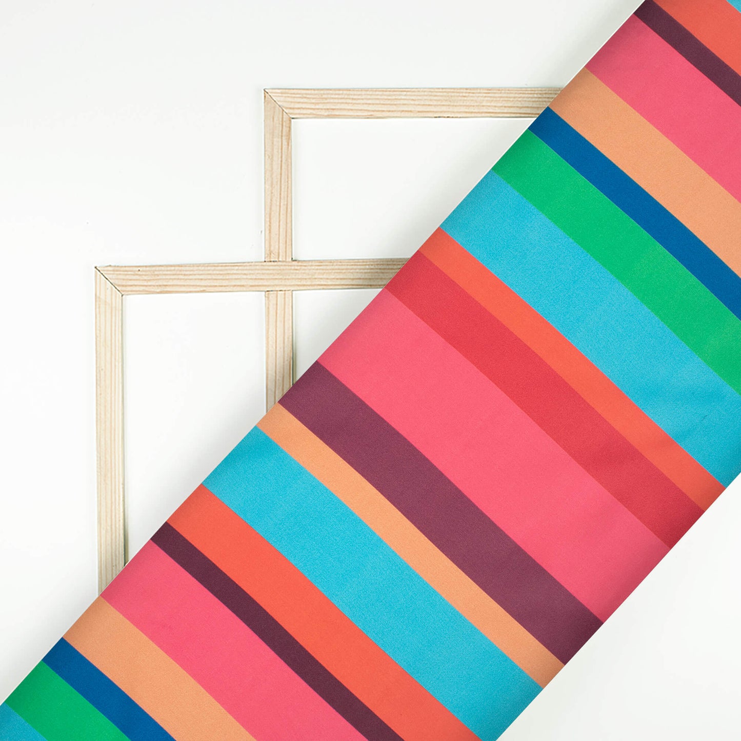 Multi-Color Stripes Pattern Digital Print Japan Satin Fabric