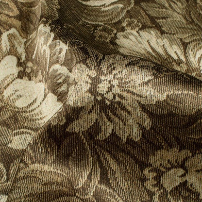 Army Green And Beige Floral Pattern Digital Print Japan Satin Fabric