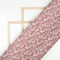 Mauve Pink And Cream Floral Pattern Digital Print Japan Satin Fabric