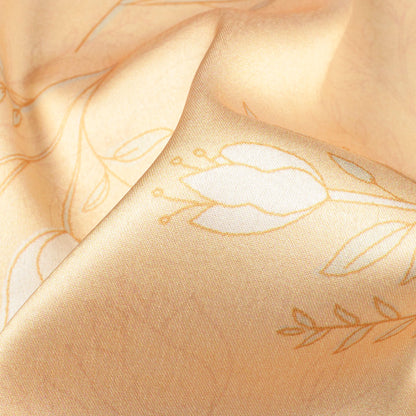 Salmon Orange And White Floral Pattern Digital Print Japan Satin Fabric