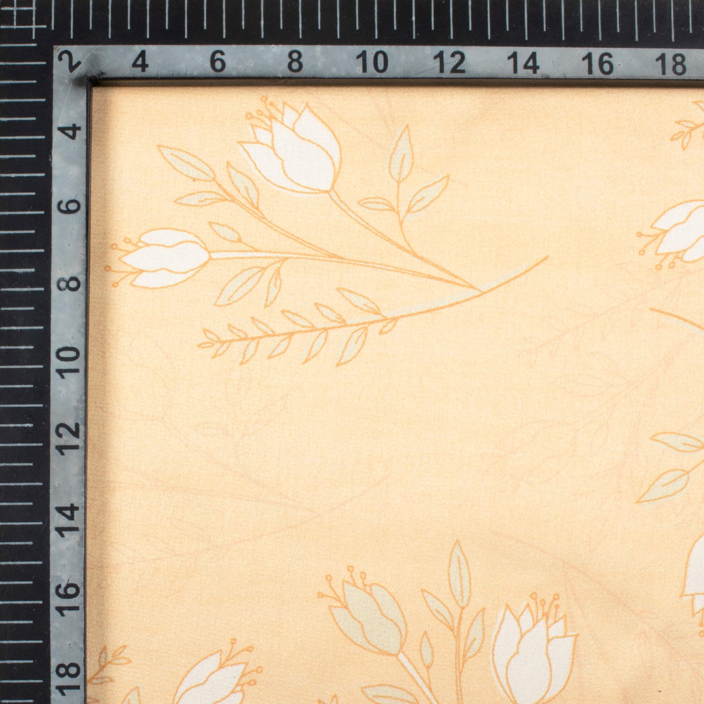 Salmon Orange And White Floral Pattern Digital Print Japan Satin Fabric