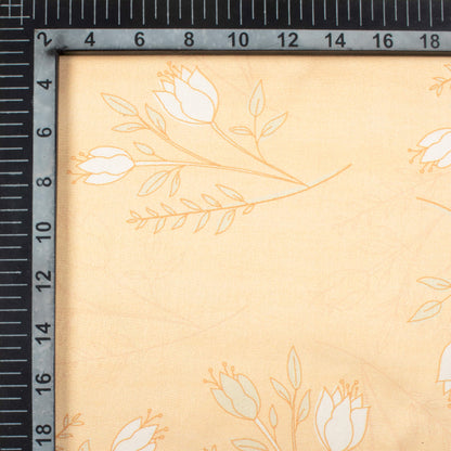 Salmon Orange And White Floral Pattern Digital Print Japan Satin Fabric