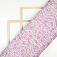 Heather Purple And Cream Bandhanii Pattern Digital Print Japan Satin Fabric