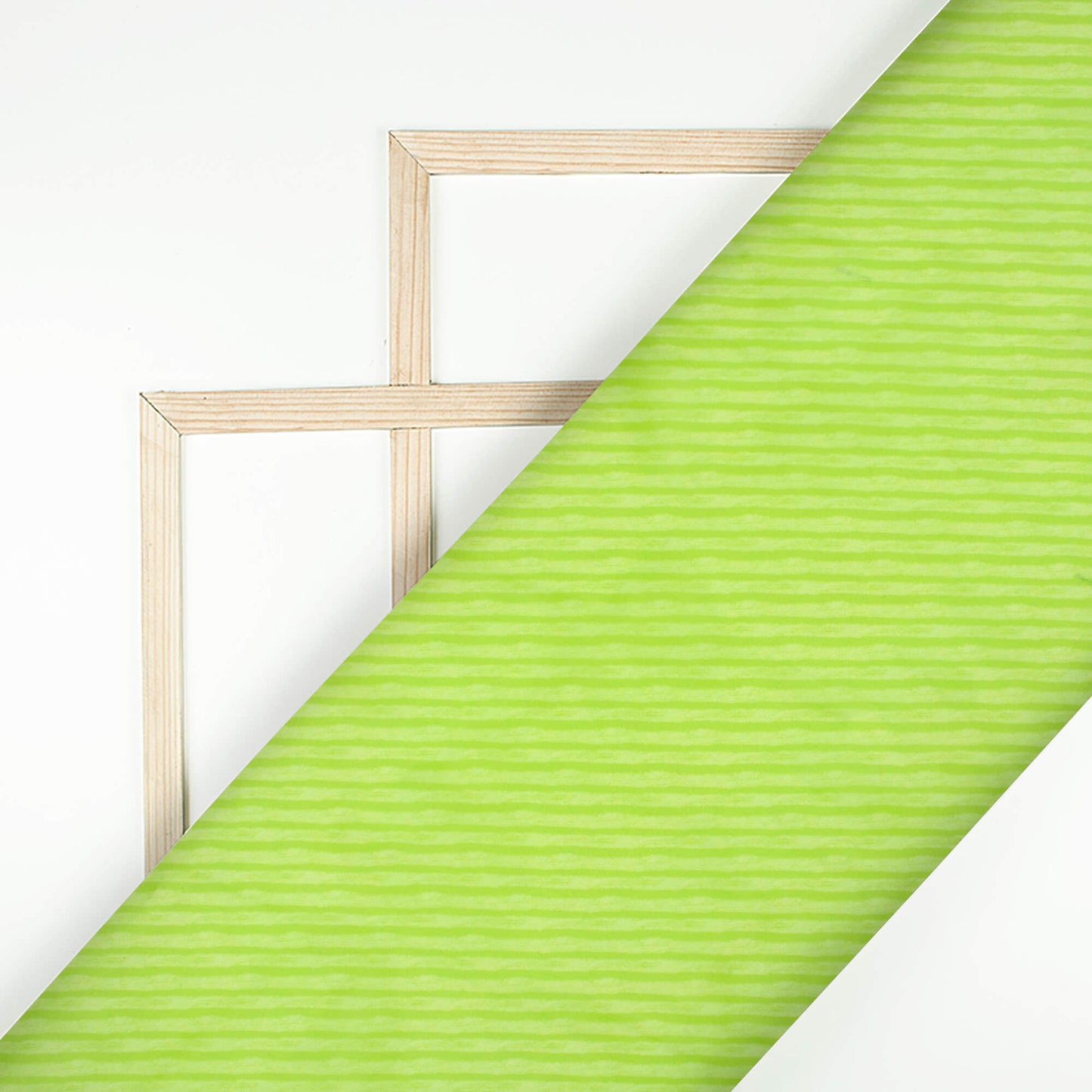 Lime Green Leheriya Pattern Digital Print Organza Satin Fabric