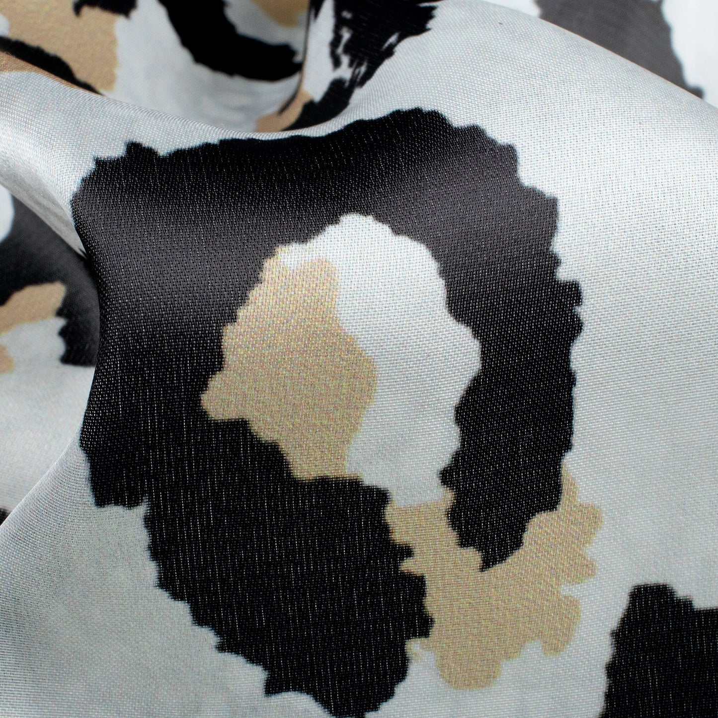 White And Black Animal Pattern Digital Print Organza Satin Fabric