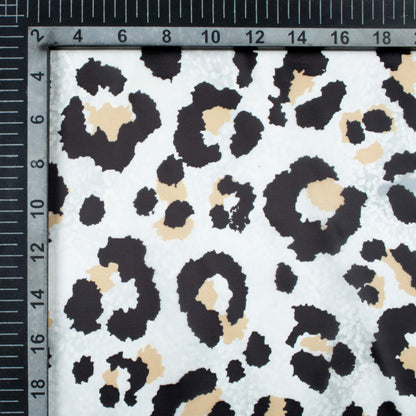 White And Black Animal Pattern Digital Print Organza Satin Fabric