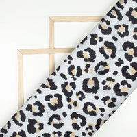 White And Black Animal Pattern Digital Print Organza Satin Fabric