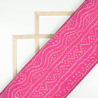 Creamy Pink Bandhanii Pattern Digital Print Organza Satin Fabric