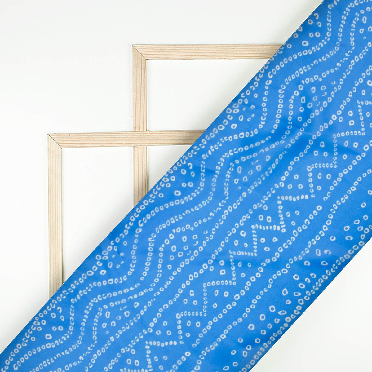 Olympic Blue Bandhani Pattern Digital Print Organza Satin Fabric