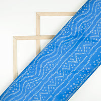 Olympic Blue Bandhanii Pattern Digital Print Organza Satin Fabric