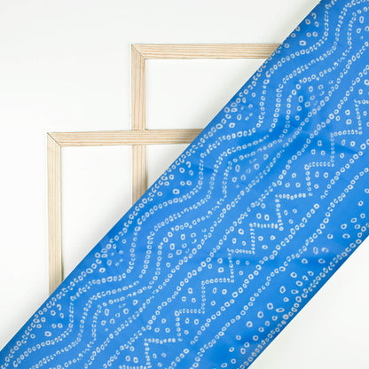 Olympic Blue Bandhanii Pattern Digital Print Organza Satin Fabric
