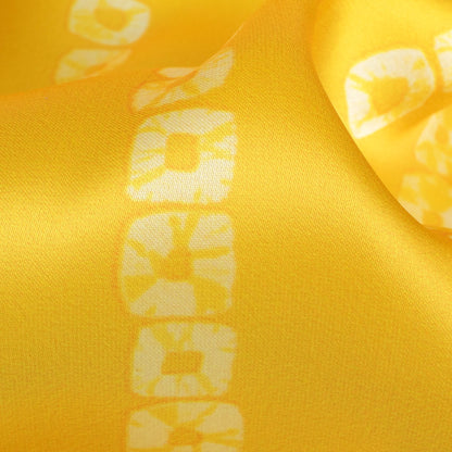 Bumblebee Yellow Bandhanii Pattern Digital Print Organza Satin Fabric