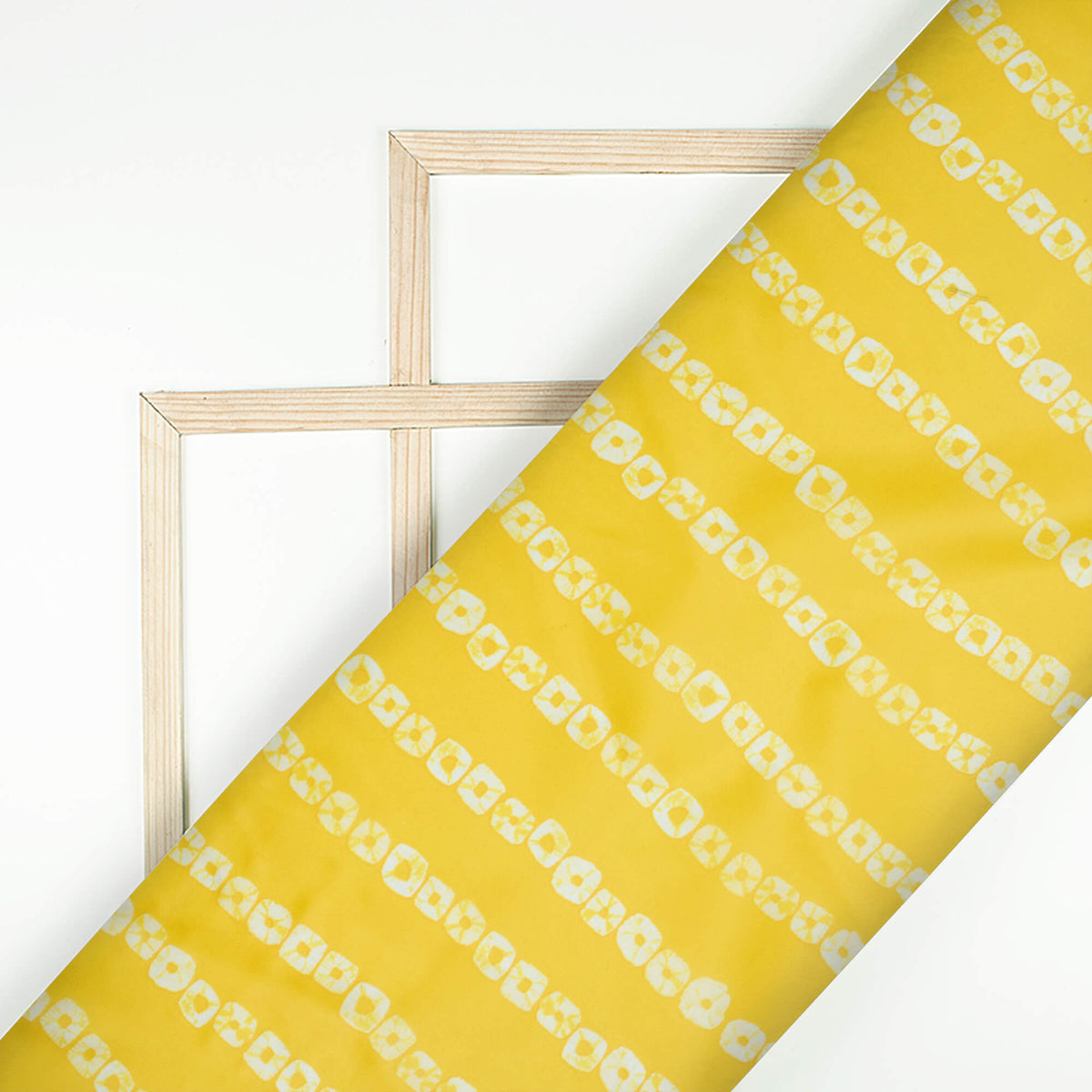 Bumblebee Yellow Bandhani Pattern Digital Print Organza Satin Fabric