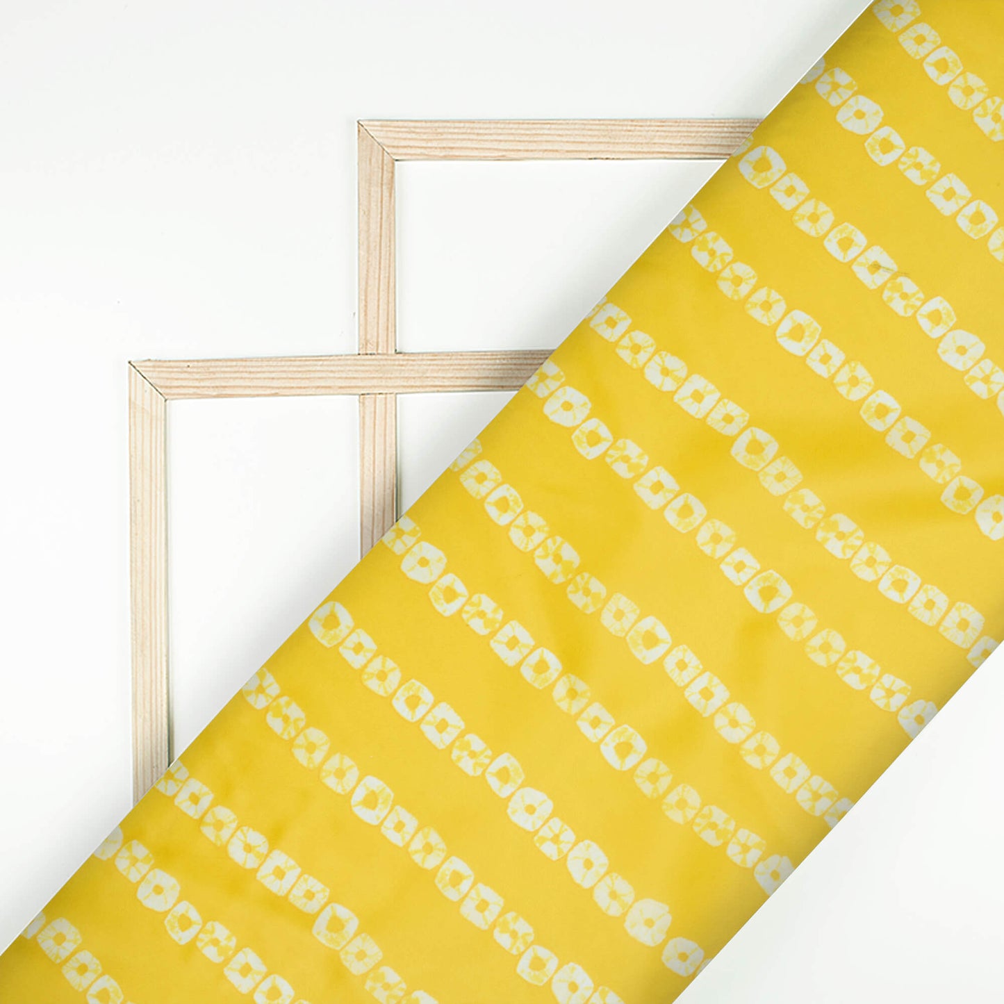 Bumblebee Yellow Bandhani Pattern Digital Print Organza Satin Fabric